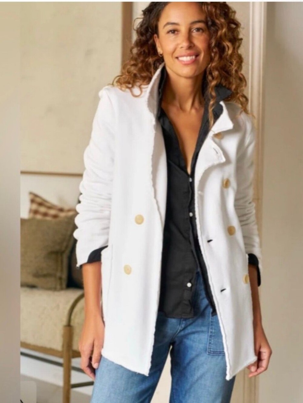 NWOT Frank & Eileen Belfast White Sweatshirt Peacoat